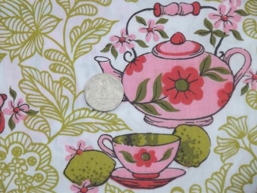 photo of retro 60s vintage kitchen print cotton fabric, candy pink & yellow gold #2