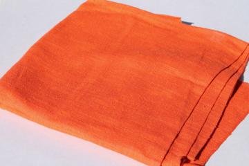 catalog photo of retro 60s vintage pure linen fabric, tangerine orange solid color
