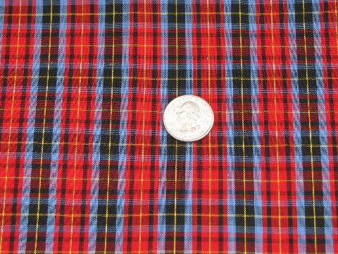 photo of retro 60s-70s cotton and blend plaid fabric lot, vintage plaids and tartan #2