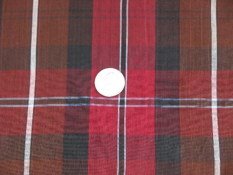 photo of retro 60s-70s cotton and blend plaid fabric lot, vintage plaids and tartan #4