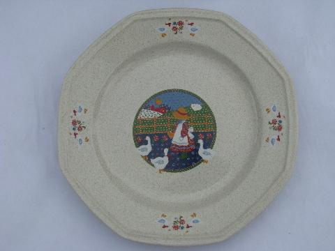 photo of retro 70s - 80s Plain & Fancy dishes, goose girl w/ sunbonnet pattern #2