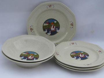 catalog photo of retro 70s - 80s Plain & Fancy dishes, goose girl w/ sunbonnet pattern