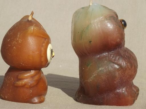 photo of retro 70s owl candles, Halloween fall holiday  candle lot, grumpy owls!  #4