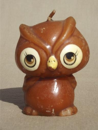 photo of retro 70s owl candles, Halloween fall holiday  candle lot, grumpy owls!  #5