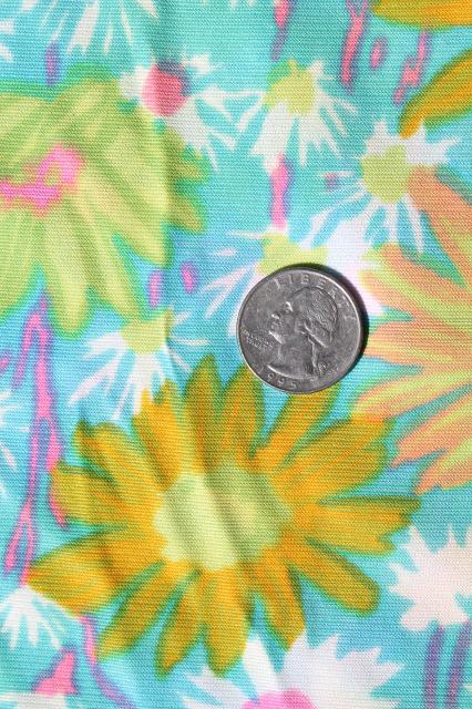 photo of retro 70s polyester fabric, vintage poly tricot knit w/ mod loud floral print #5