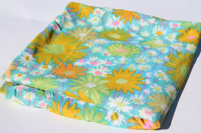 photo of retro 70s polyester fabric, vintage poly tricot knit w/ mod loud floral print #6