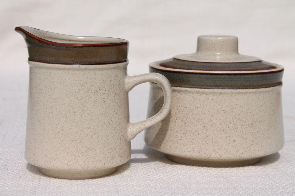 photo of retro 70s vintage Autumn Wheat Japan stoneware pottery Sears dinnerware set for 8 #2