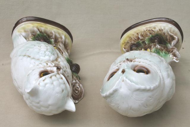 photo of retro 70s vintage ceramic owls, snowy white owls, barn owl & horned owl #2