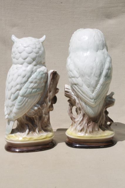 photo of retro 70s vintage ceramic owls, snowy white owls, barn owl & horned owl #8