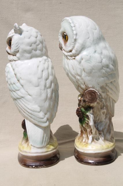 photo of retro 70s vintage ceramic owls, snowy white owls, barn owl & horned owl #9