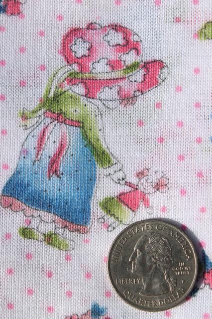 photo of retro 70s vintage lightweight poly knit t-shirt fabric, sunbonnet little girls #2