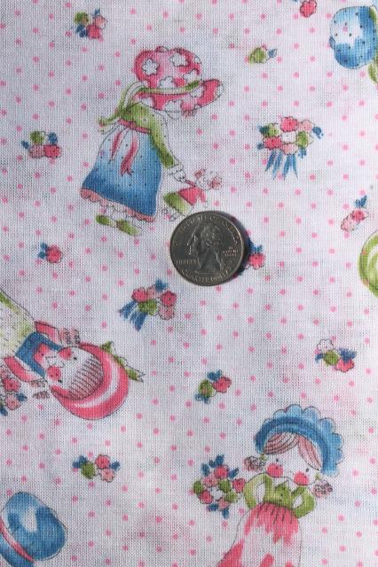 photo of retro 70s vintage lightweight poly knit t-shirt fabric, sunbonnet little girls #3