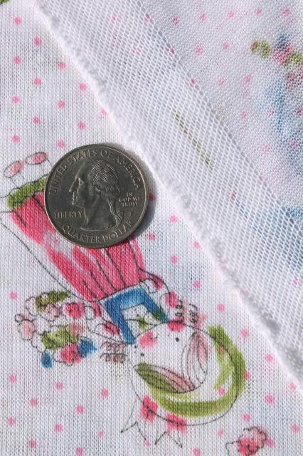 photo of retro 70s vintage lightweight poly knit t-shirt fabric, sunbonnet little girls #4