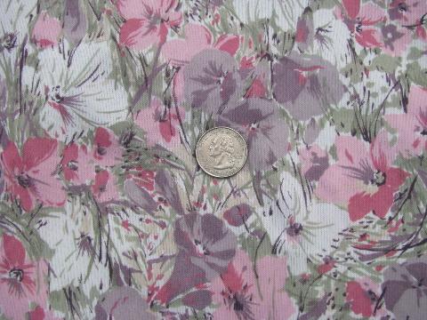 photo of retro 70s vintage poly tricot knit fabric, watercolor floral print #1
