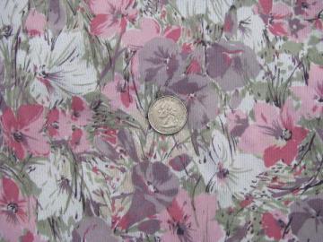 catalog photo of retro 70s vintage poly tricot knit fabric, watercolor floral print