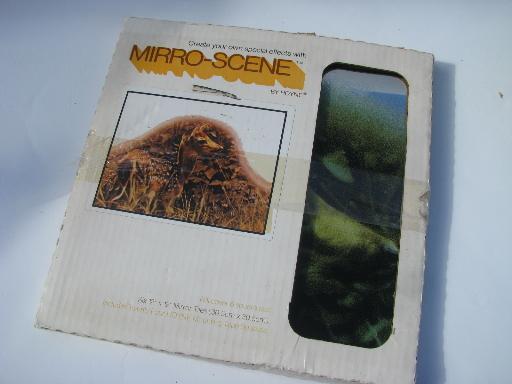 photo of retro 70s wall mural, vintage mirror glass tile, baby deer photo art #3