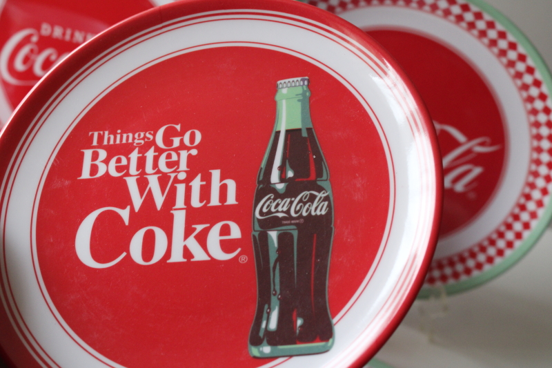 photo of retro Coke graphics red & mint green Cola Cola melamine plates & tumblers, Hobby Lobby 2020 labels  #2