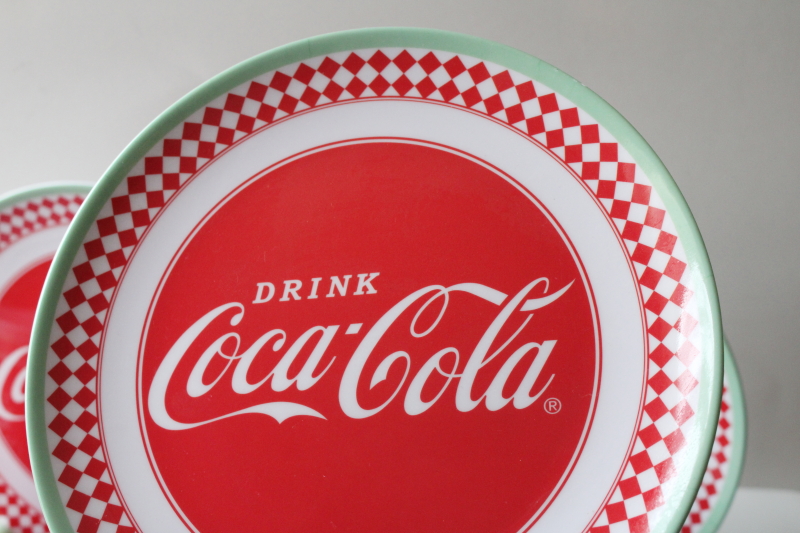 photo of retro Coke graphics red & mint green Cola Cola melamine plates & tumblers, Hobby Lobby 2020 labels  #4