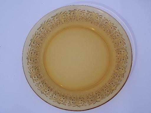 photo of retro amber glassware dishes, glass soup bowls and plates set for 6 #3