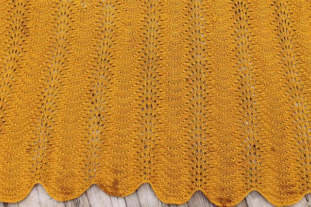 photo of retro autumn colors knit lace & crochet chevrons afghans, vintage throw blankets for fall #8
