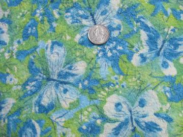 catalog photo of retro butterflies print mod vintage cotton terry cloth fabric