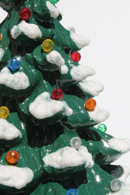photo of retro ceramic Christmas tree, lighted electric tabletop tree lamp w/ tiny plastic lights #6