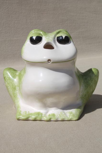 photo of retro ceramic string holder frog to hold ball of twine and scissors spectacles, vintage Babbacombe pottery #2