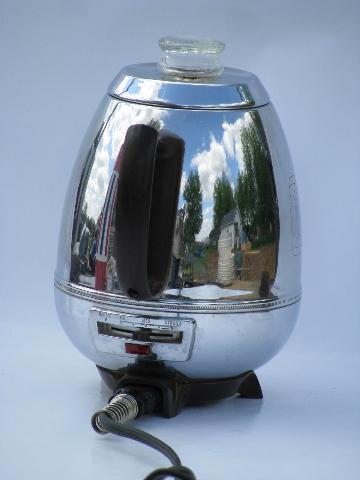 photo of retro egg-shaped chrome vintage G. E. coffee maker percolator pot #3