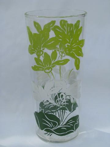 photo of retro flower print glasses, set of vintage kitchen glass tumblers #2