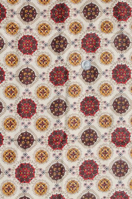 photo of retro flower print vintage fabric, cotton duck decorator weight material #1