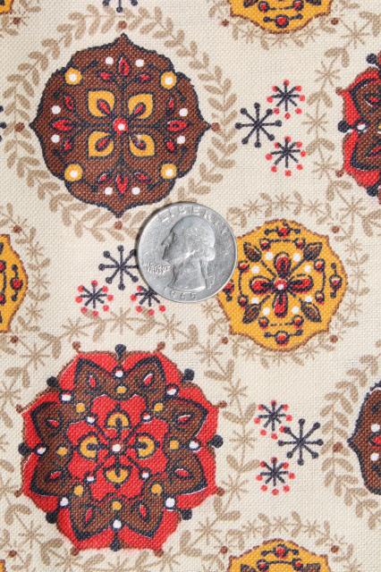 photo of retro flower print vintage fabric, cotton duck decorator weight material #2