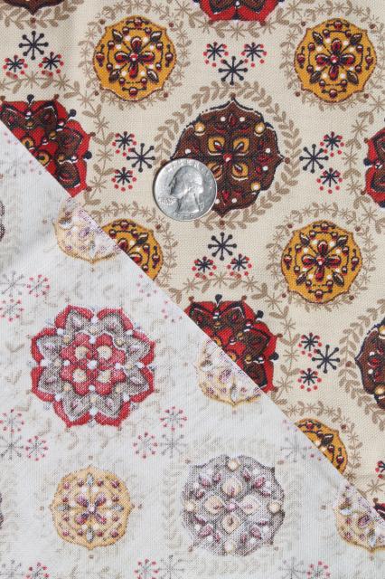 photo of retro flower print vintage fabric, cotton duck decorator weight material #3