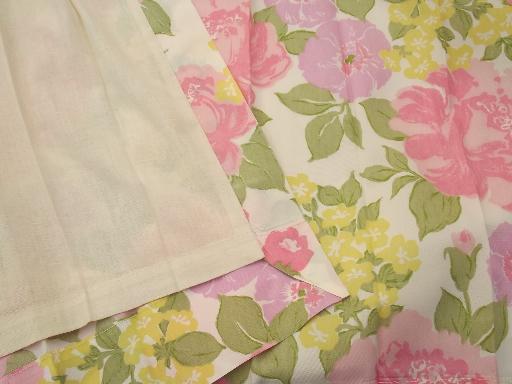 photo of retro flowers curtain panels, 60s 70s vintage taffeta fabric curtains  #4