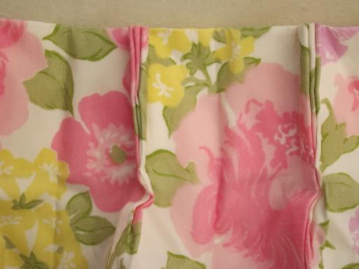 photo of retro flowers curtain panels, 60s 70s vintage taffeta fabric curtains  #6