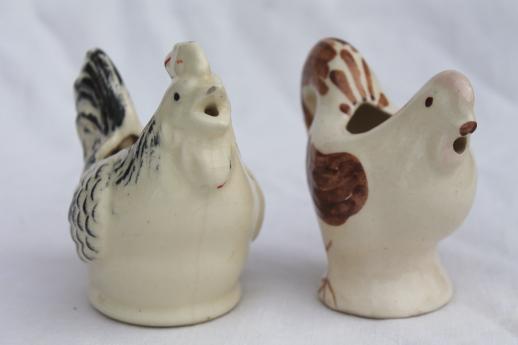 photo of retro funky chicken figurines & cream pitchers, vintage ceramic chickens lot #16