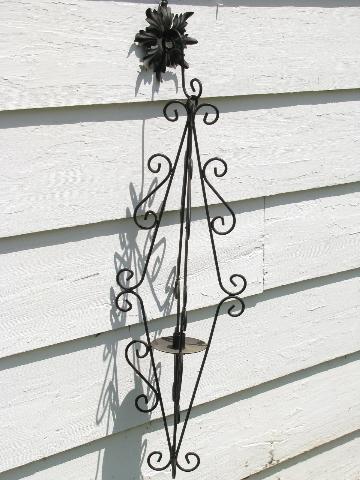 photo of retro gothic wrought iron, huge vintage candle lamp, wire scrollwork #2