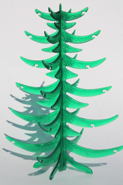 photo of retro green lucite plastic tabletop tree, vintage Christmas decoration to hang tiny ornaments #3