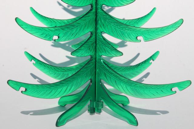 photo of retro green lucite plastic tabletop tree, vintage Christmas decoration to hang tiny ornaments #5