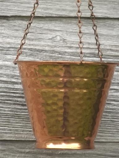 photo of retro hammered copper herb planter, wall hanging window garden flower pot #3