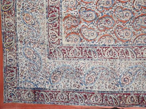 photo of retro hippie vintage India paisley block print cotton fabric for cutting #3