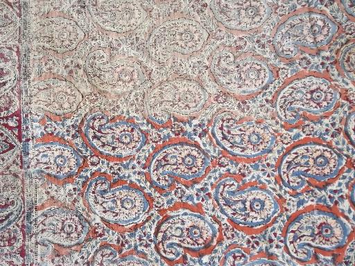 photo of retro hippie vintage India paisley block print cotton fabric for cutting #4