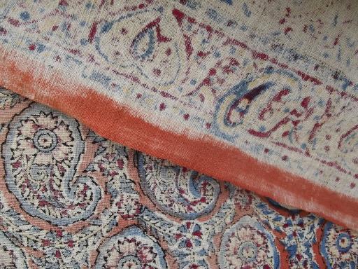 photo of retro hippie vintage India paisley block print cotton fabric for cutting #5