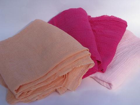 photo of retro hippie vintage crinkle gauze, light textured cotton fabric lot #3