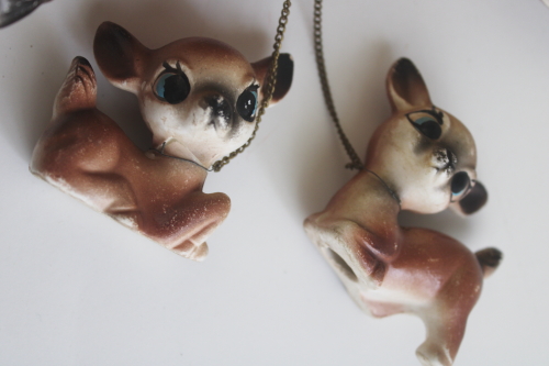 photo of retro kitschy big eyed deer family, vintage Japan ceramic figurines mama & babies  #5