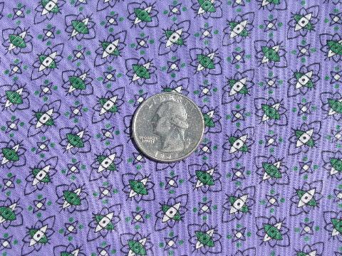 photo of retro lilac purple w/ atomic print, 1950's vintage cotton chintz fabric #1