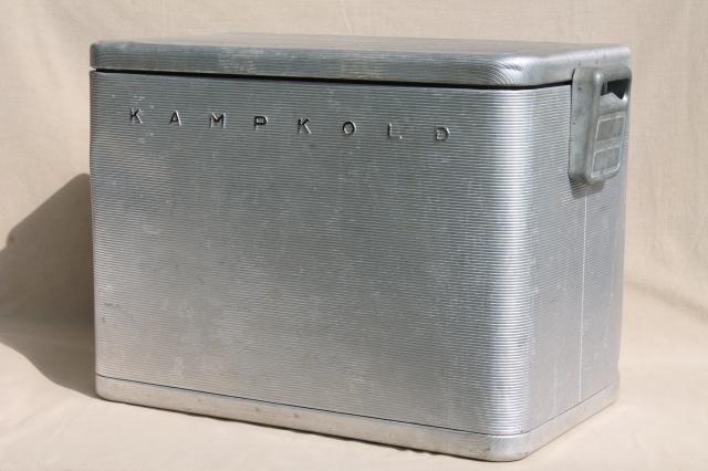 photo of retro mid-century vintage all metal cooler, Kampkold Kooler ice chest for camping or travel #1