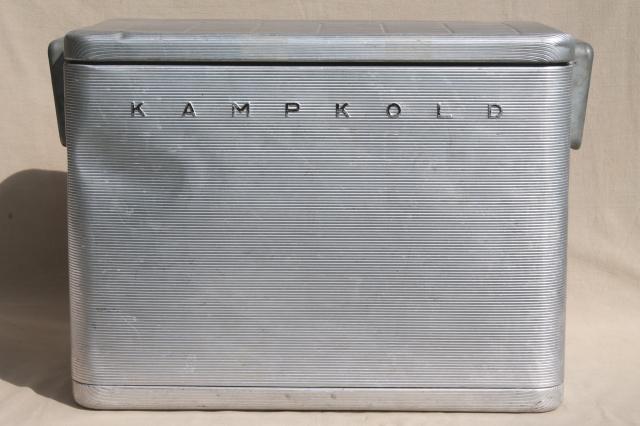 photo of retro mid-century vintage all metal cooler, Kampkold Kooler ice chest for camping or travel #7