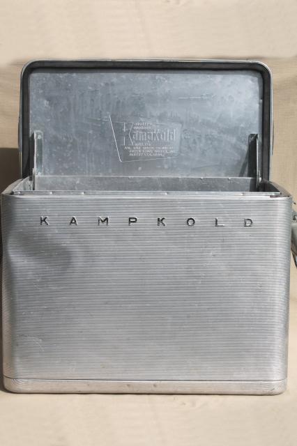 photo of retro mid-century vintage all metal cooler, Kampkold Kooler ice chest for camping or travel #8