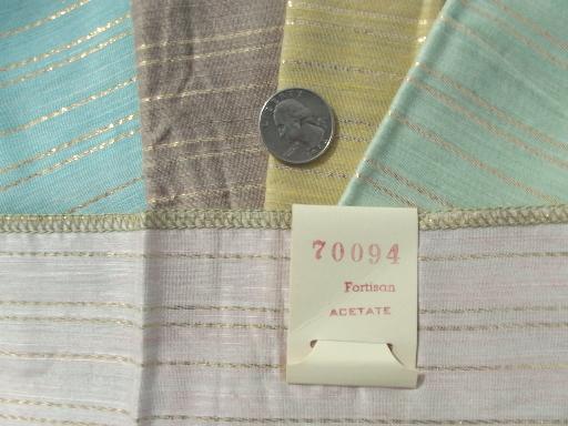 photo of retro mid-century vintage upholstery fabric samples lot, gold and silver shot #8