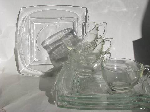 photo of retro mod square glass snack sets, 50s - 60s mid-century modern #1